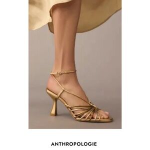 Anthropologie Strappy silver sandals 10